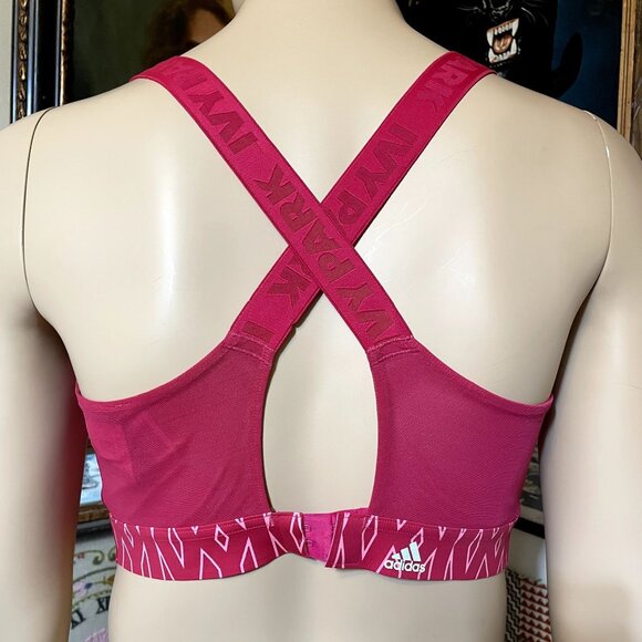 adidas x Ivy Park Pink Medium-Support Cross-Back Monogram Cutout Bra Size 2X - Picture 4 of 8